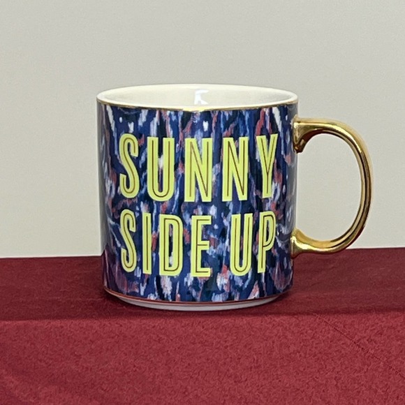 New Anthropologie Giselle Sunny Side Up Gold Handle Coffee Mug - Picture 1 of 5